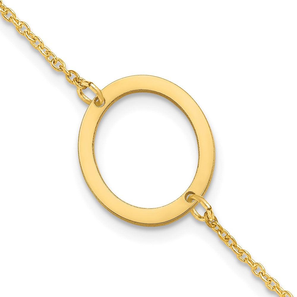 Sterling Silver Gold Plated Polished Small Letter O Bracelet