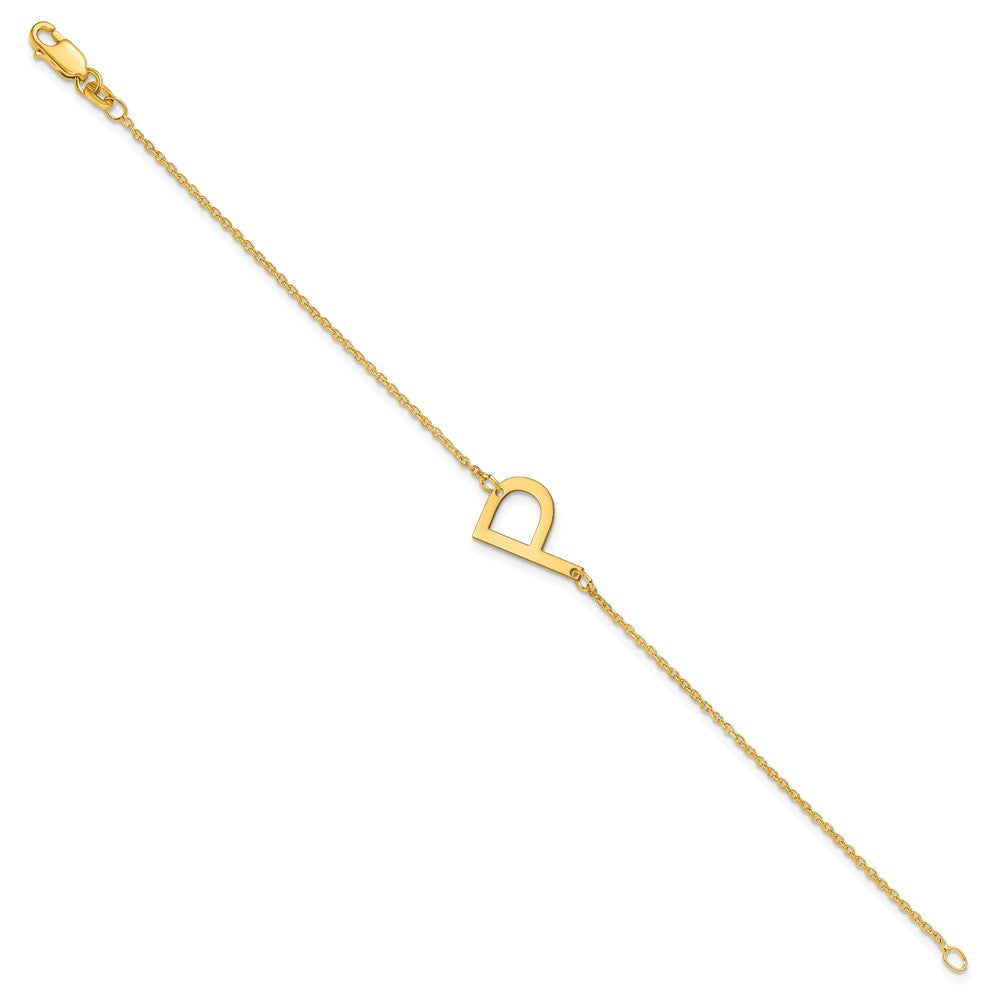 Sterling Silver Gold Plated Polished Small Letter P Bracelet
