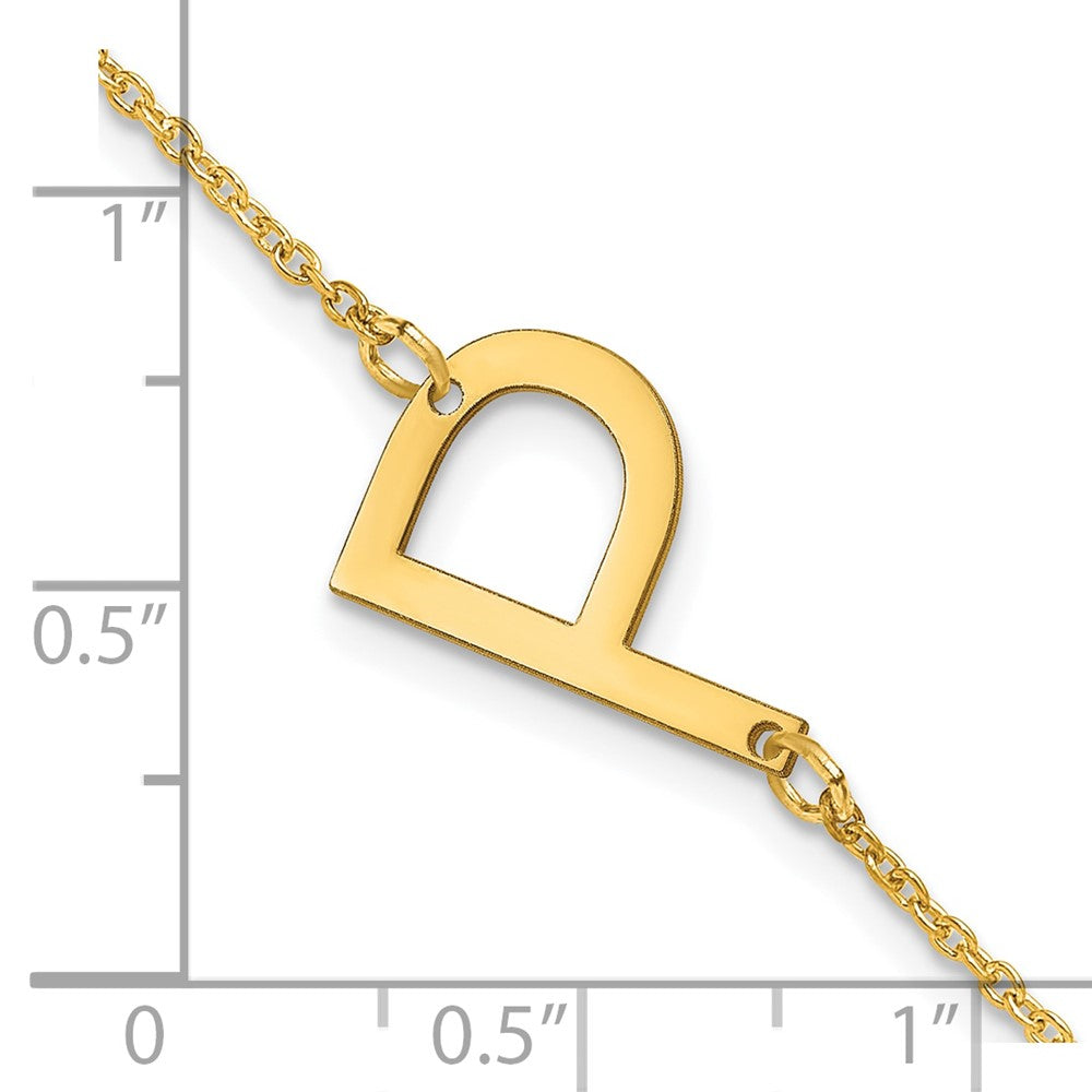 Sterling Silver Gold Plated Polished Small Letter P Bracelet