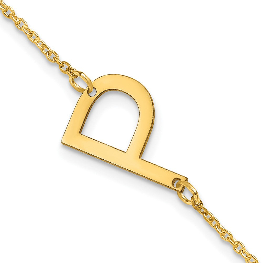 Sterling Silver Gold Plated Polished Small Letter P Bracelet