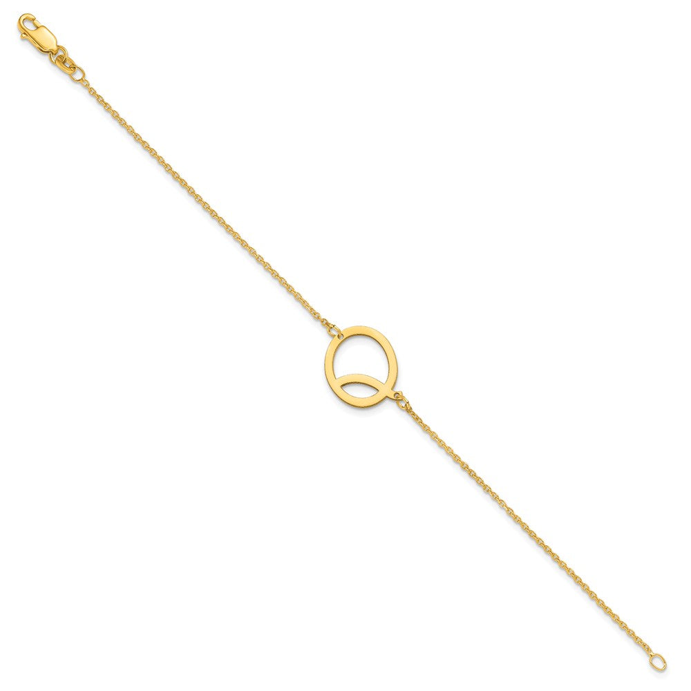 Sterling Silver Gold Plated Polished Small Letter Q Bracelet