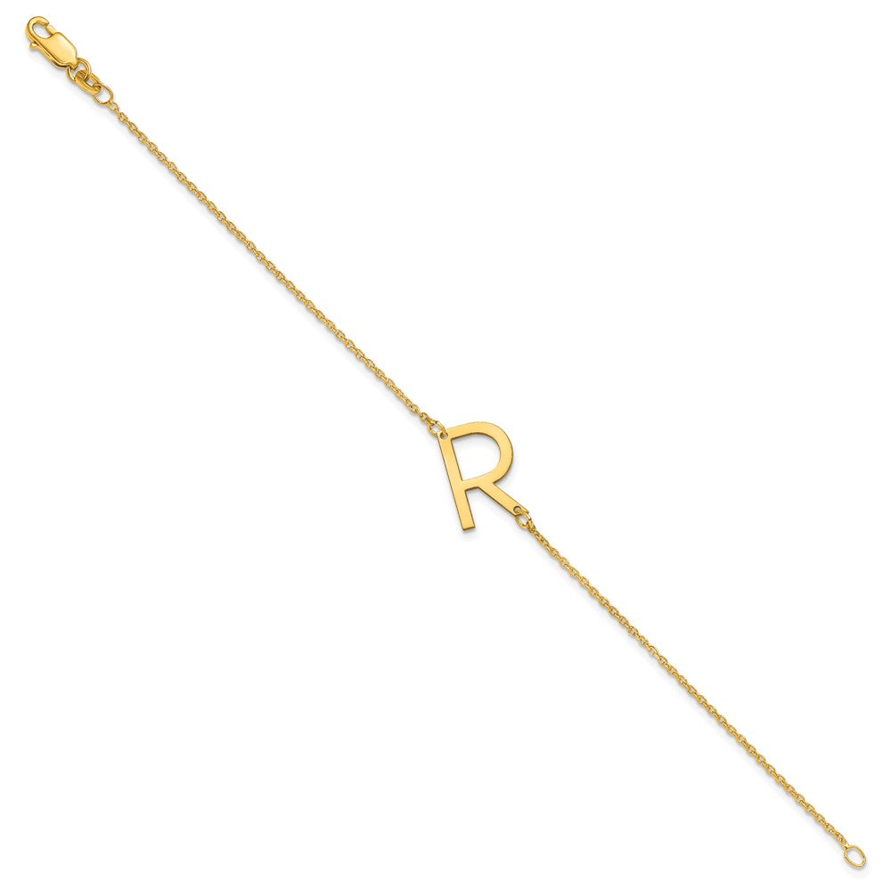 Sterling Silver Gold Plated Polished Small Letter R Bracelet
