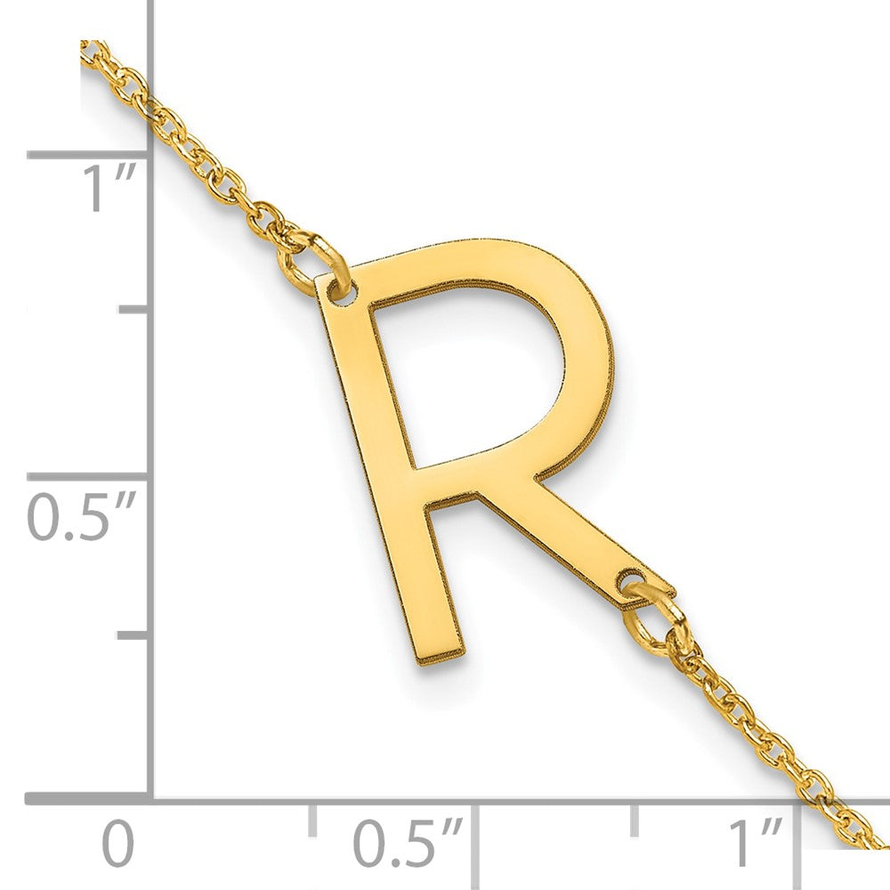 Sterling Silver Gold Plated Polished Small Letter R Bracelet
