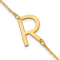 Sterling Silver Gold Plated Polished Small Letter R Bracelet