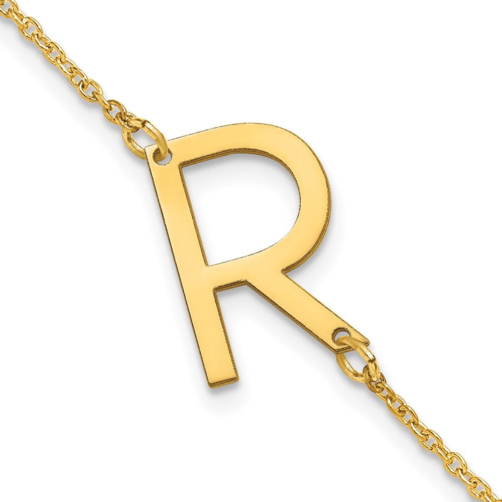 Sterling Silver Gold Plated Polished Small Letter R Bracelet