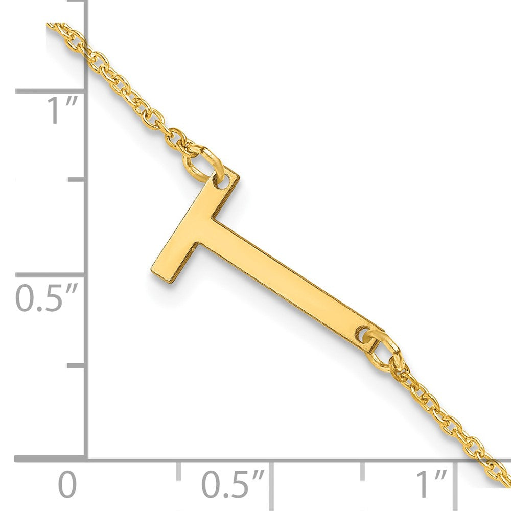 Sterling Silver Gold Plated Polished Small Letter T Bracelet