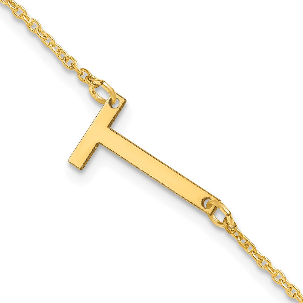 Sterling Silver Gold Plated Polished Small Letter T Bracelet