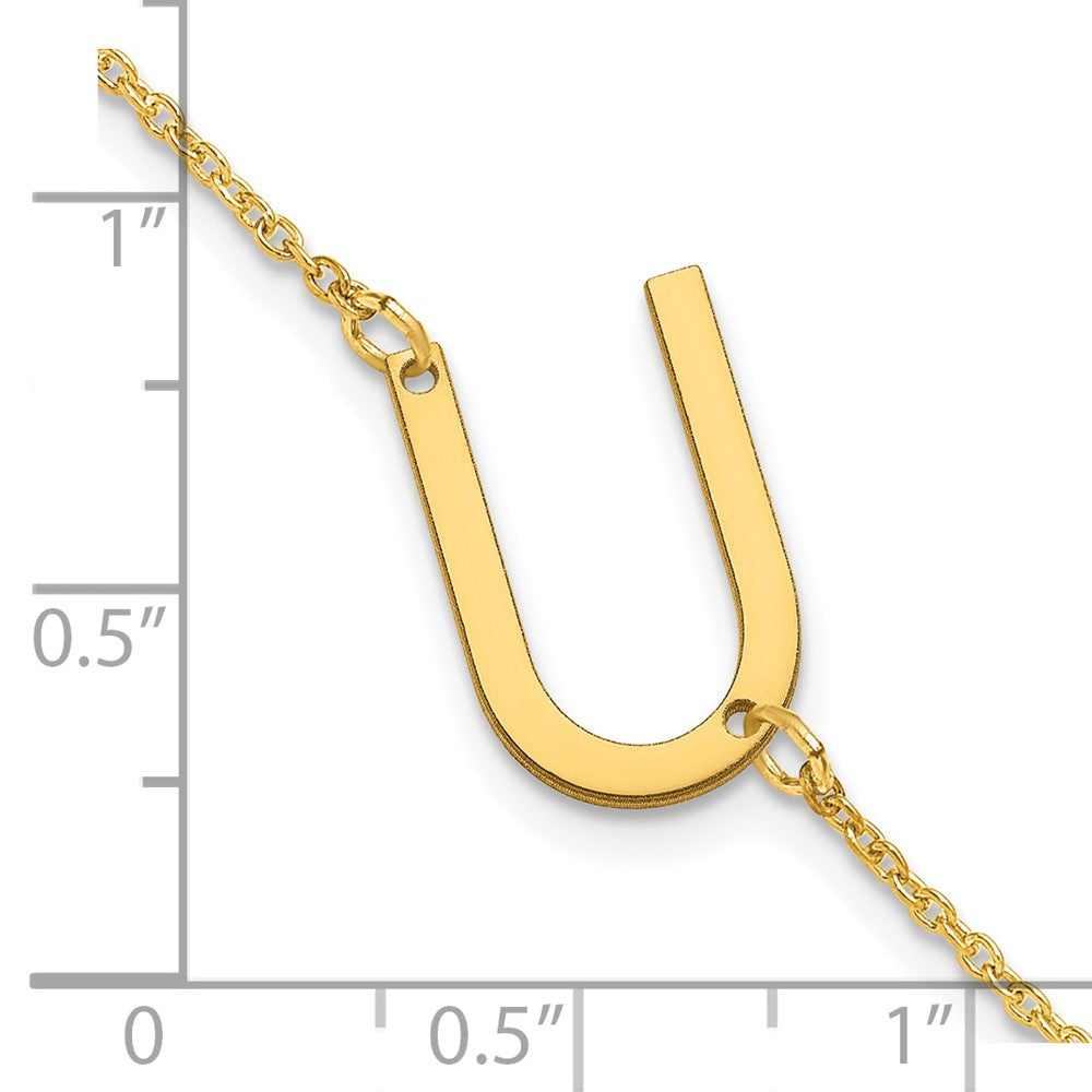 Sterling Silver Gold Plated Polished Small Letter U Bracelet