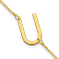 Sterling Silver Gold Plated Polished Small Letter U Bracelet