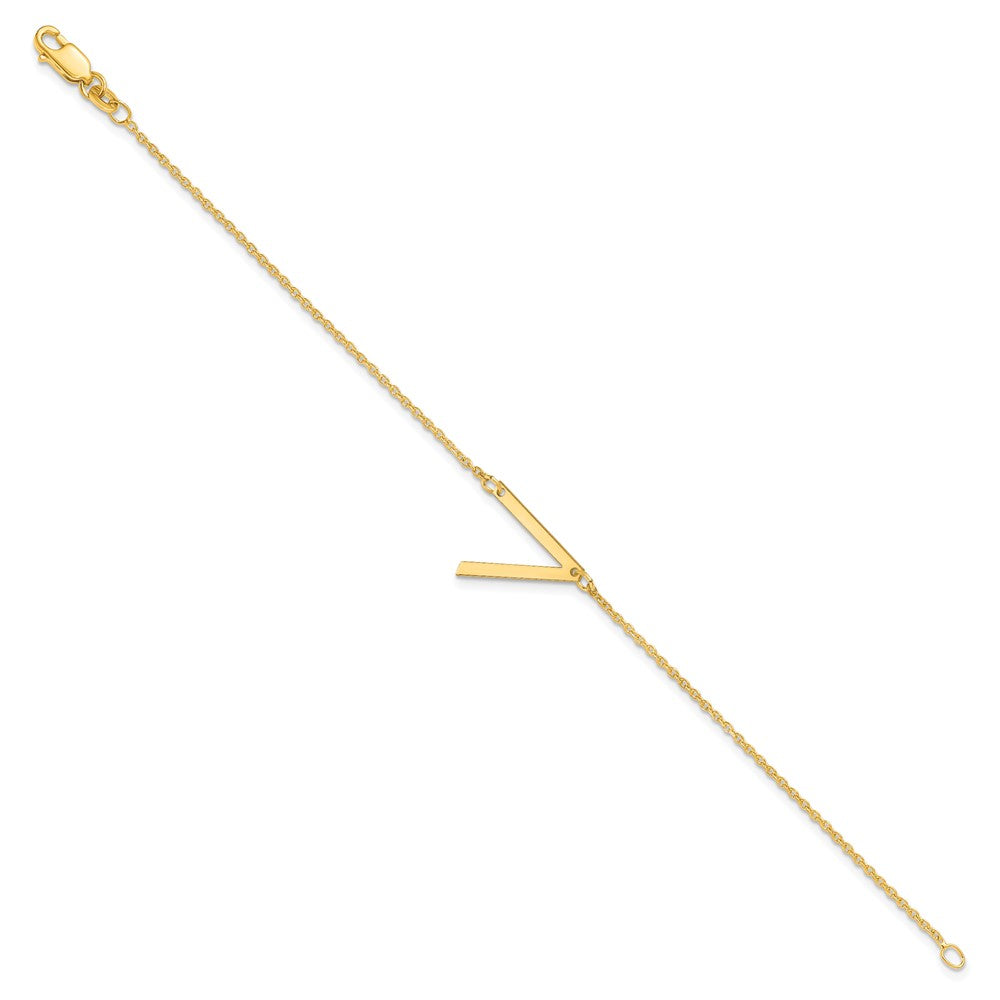 Sterling Silver Gold Plated Polished Small Letter V Bracelet