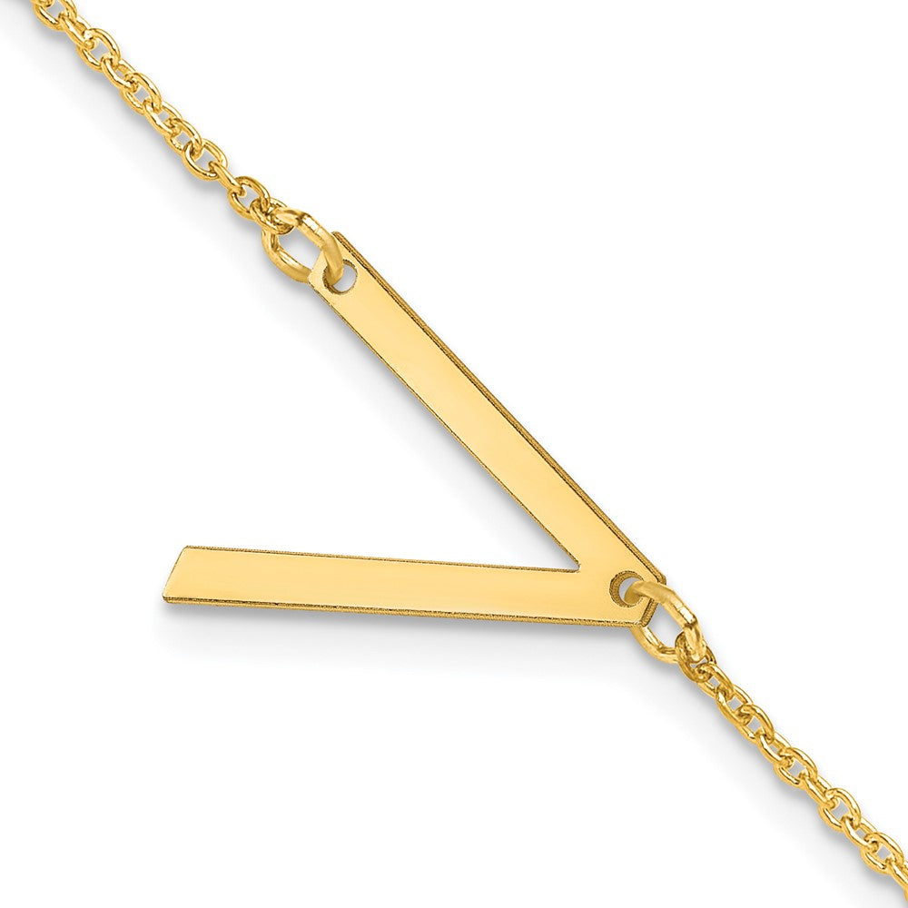 Sterling Silver Gold Plated Polished Small Letter V Bracelet