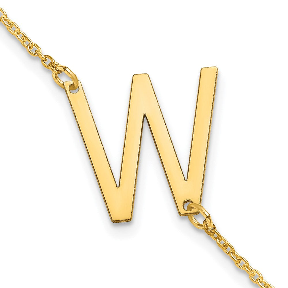 Sterling Silver Gold Plated Polished Small Letter W Bracelet