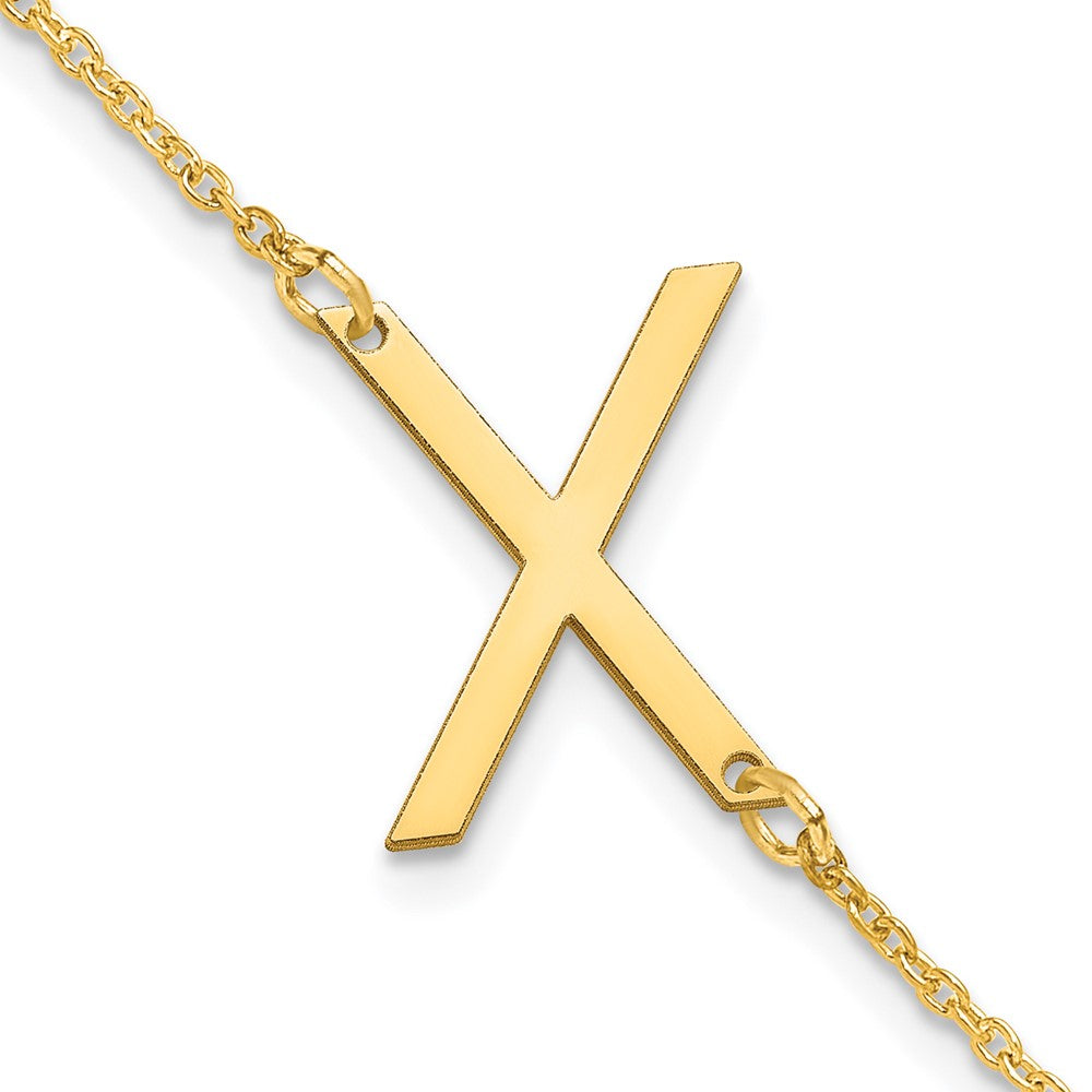 Sterling Silver Gold Plated Polished Small Letter X Bracelet