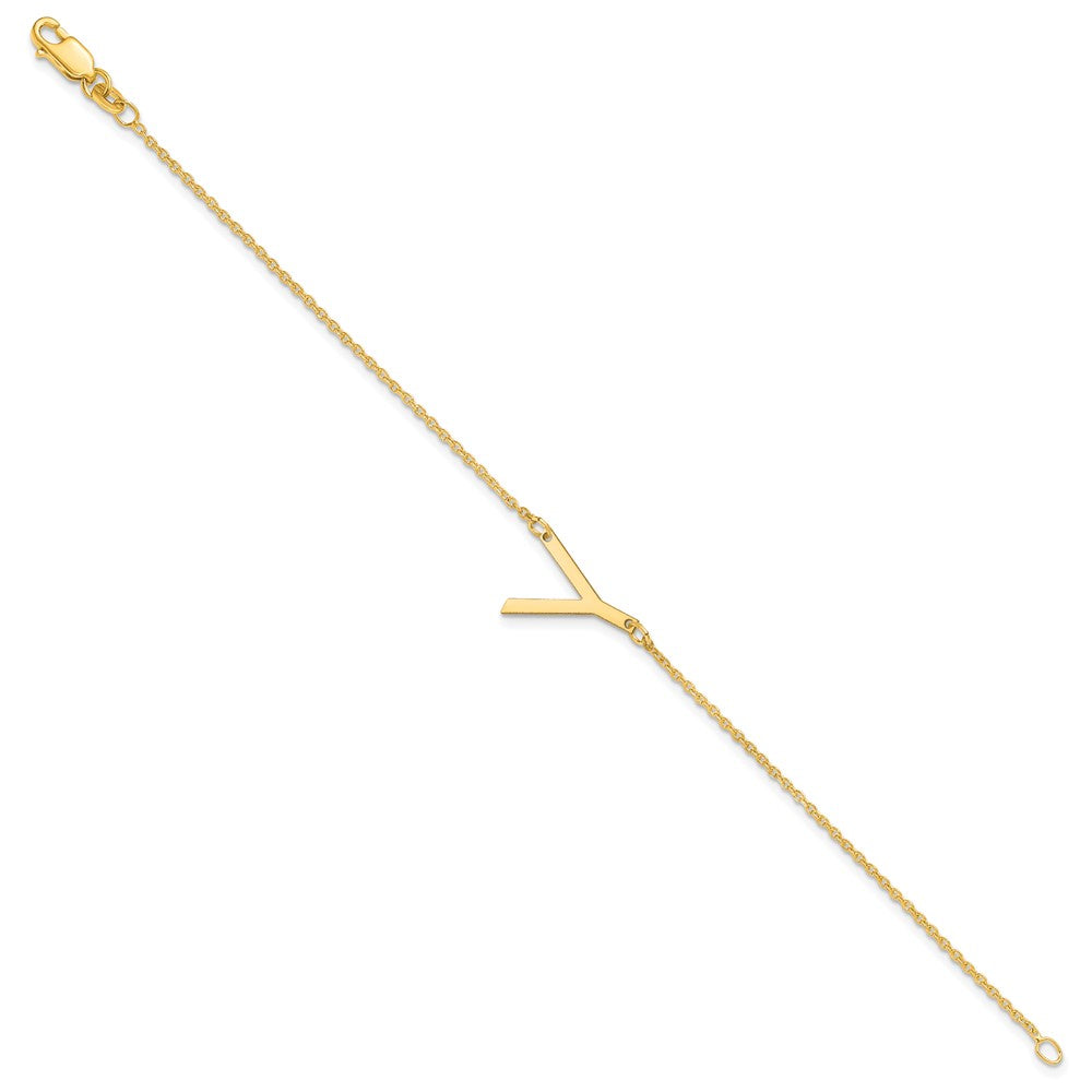 Sterling Silver Gold Plated Polished Small Letter Y Bracelet