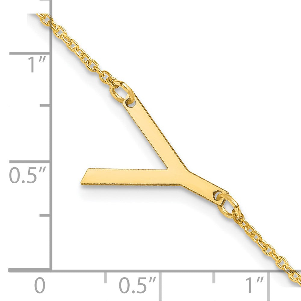 Sterling Silver Gold Plated Polished Small Letter Y Bracelet