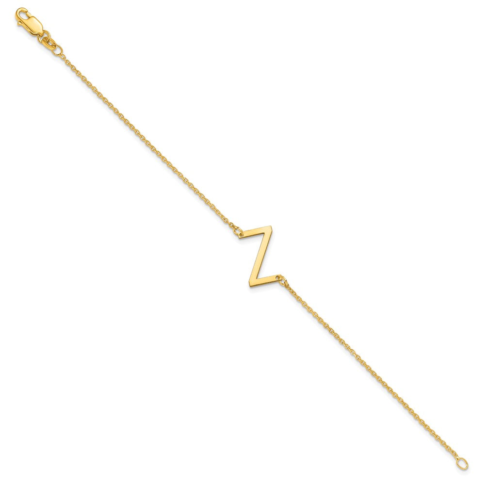 Sterling Silver Gold Plated Polished Small Letter Z Bracelet