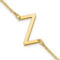 Sterling Silver Gold Plated Polished Small Letter Z Bracelet