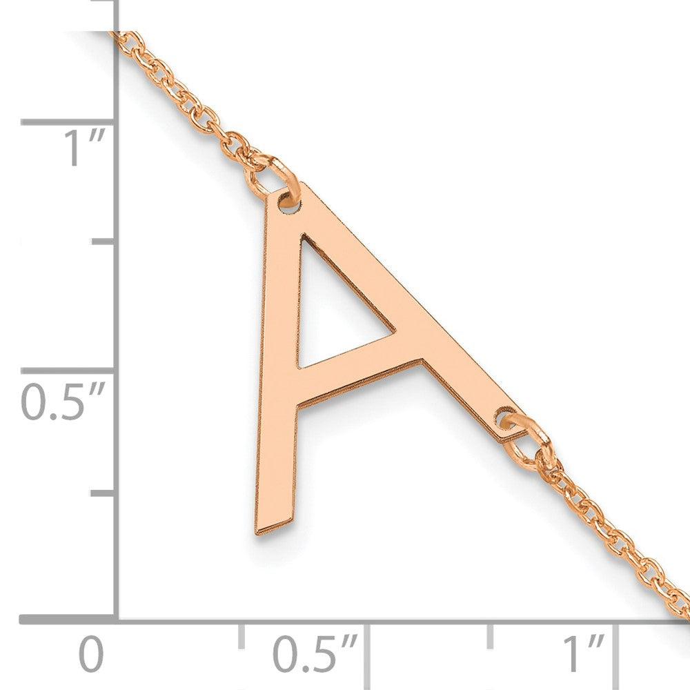 Sterling Silver Rose Gold Plated Polished Small Letter A Bracelet