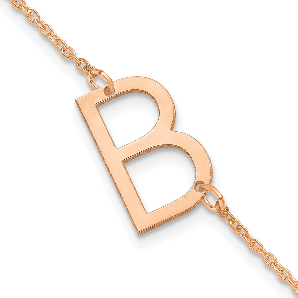 Sterling Silver Rose Gold Plated Polished Small Letter B Bracelet