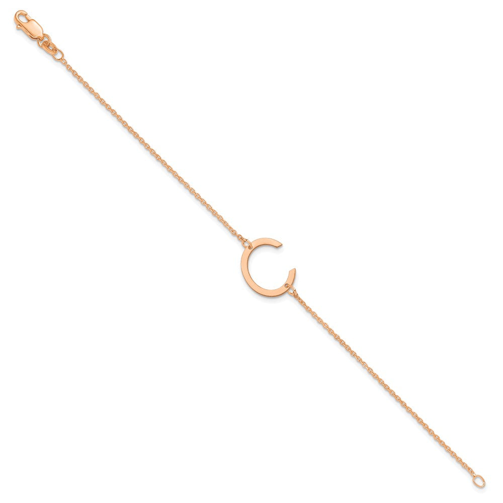 Sterling Silver Rose Gold Plated Polished Small Letter C Bracelet