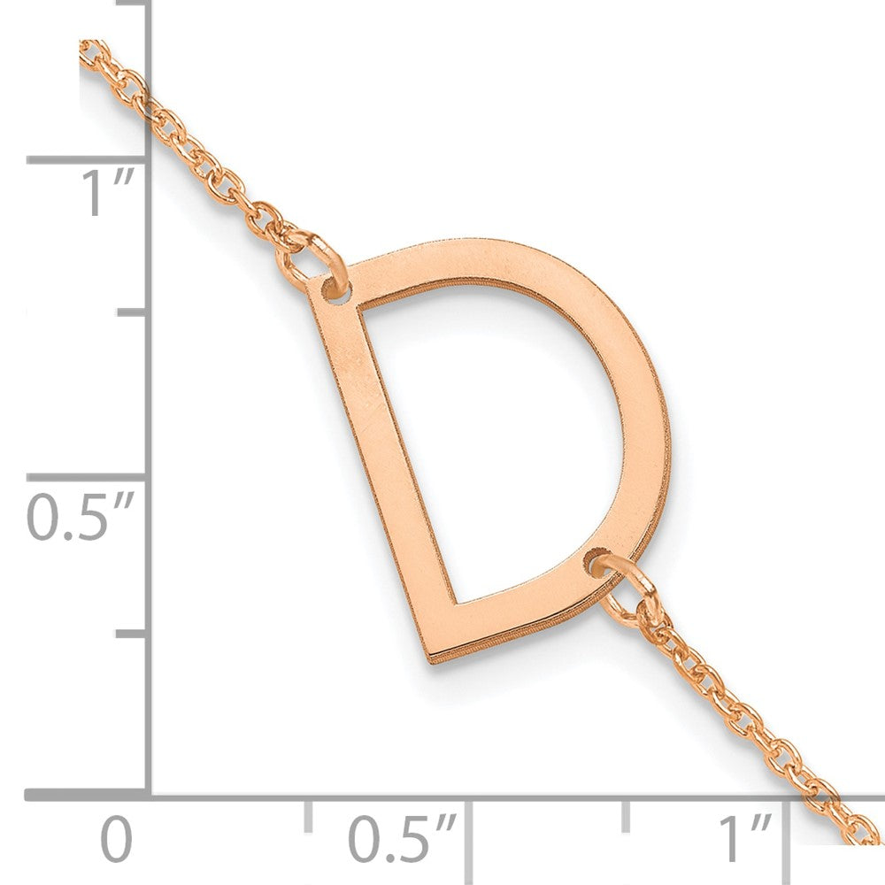 Sterling Silver Rose Gold Plated Polished Small Letter D Bracelet