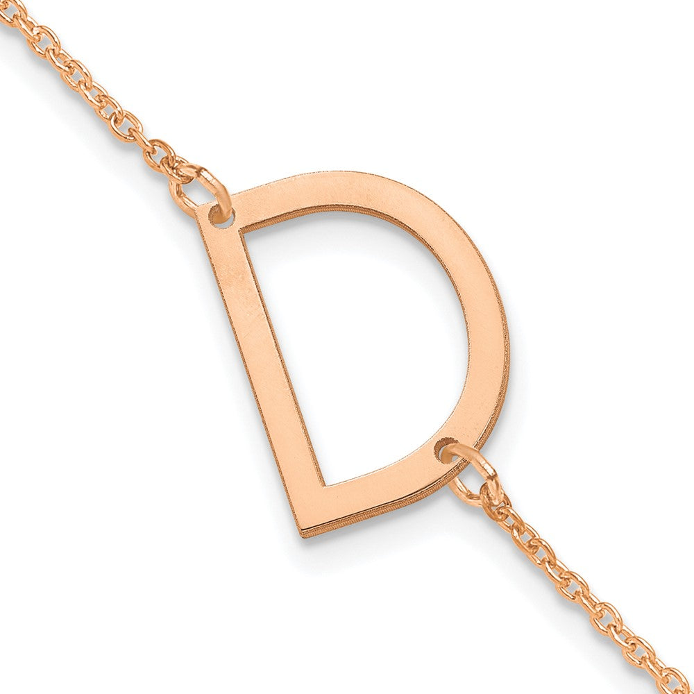 Sterling Silver Rose Gold Plated Polished Small Letter D Bracelet