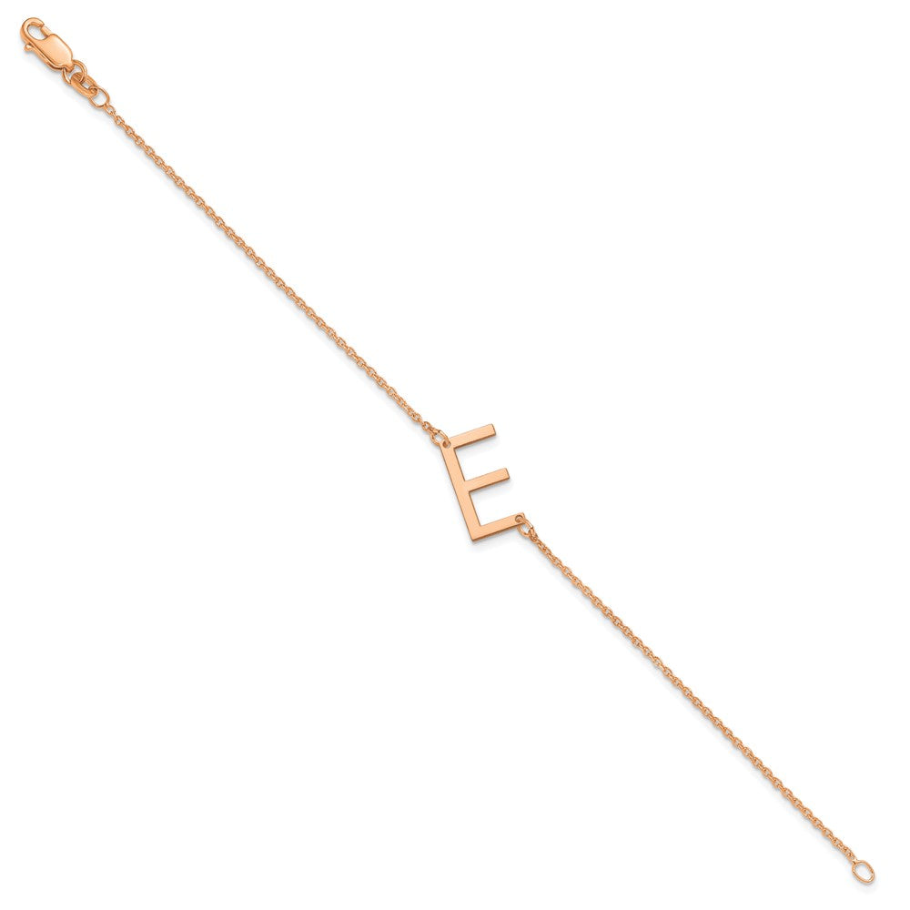 Sterling Silver Rose Gold Plated Polished Small Letter E Bracelet