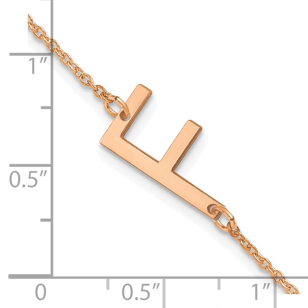 Sterling Silver Rose Gold Plated Polished Small Letter F Bracelet
