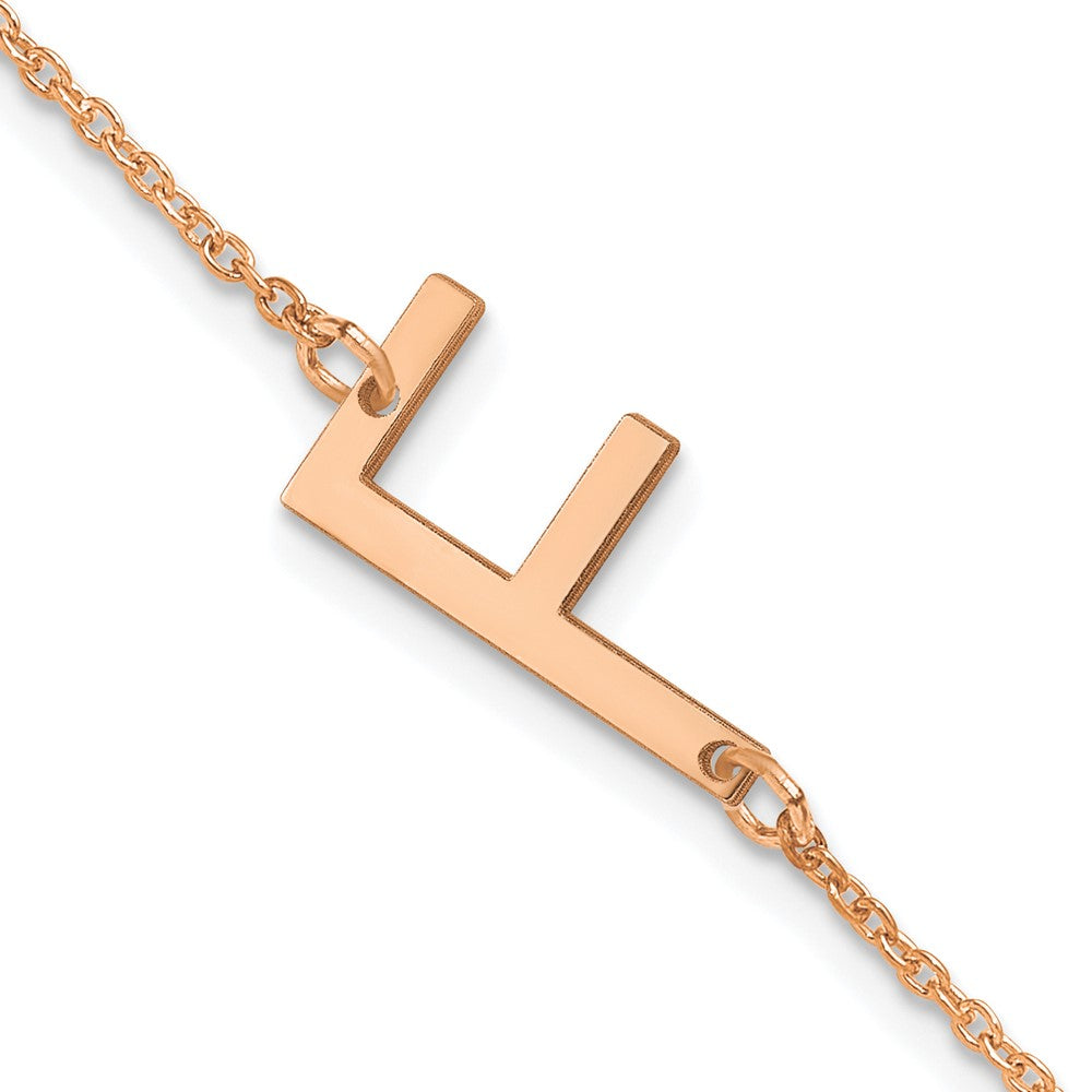 Sterling Silver Rose Gold Plated Polished Small Letter F Bracelet