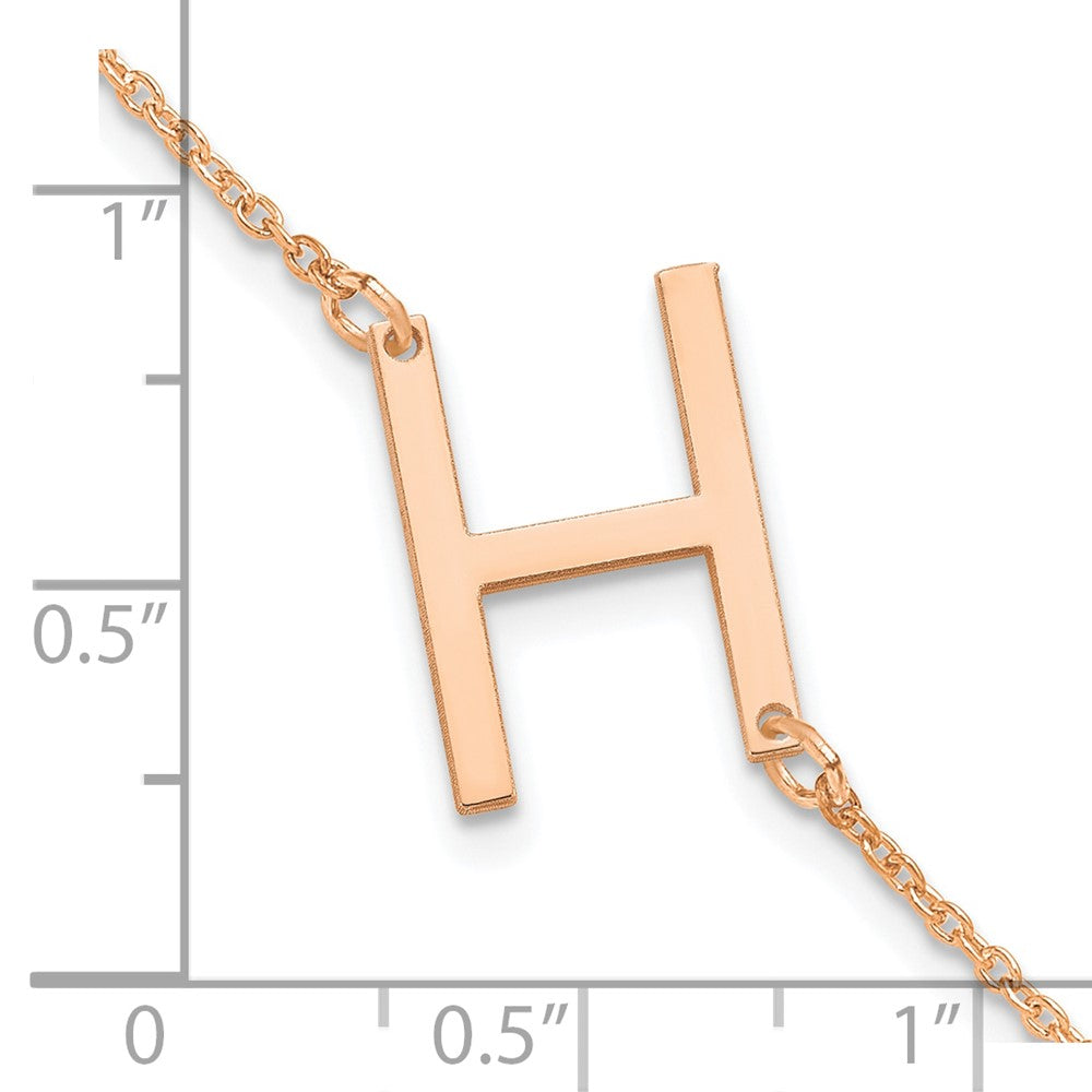 Sterling Silver Rose Gold Plated Polished Small Letter H Bracelet