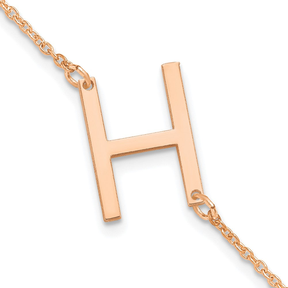 Sterling Silver Rose Gold Plated Polished Small Letter H Bracelet