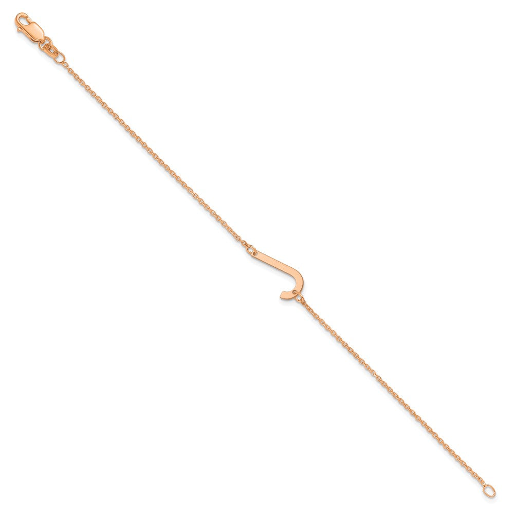 Sterling Silver Rose Gold Plated Polished Small Letter J Bracelet