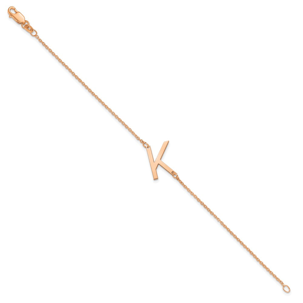 Sterling Silver Rose Gold Plated Polished Small Letter K Bracelet