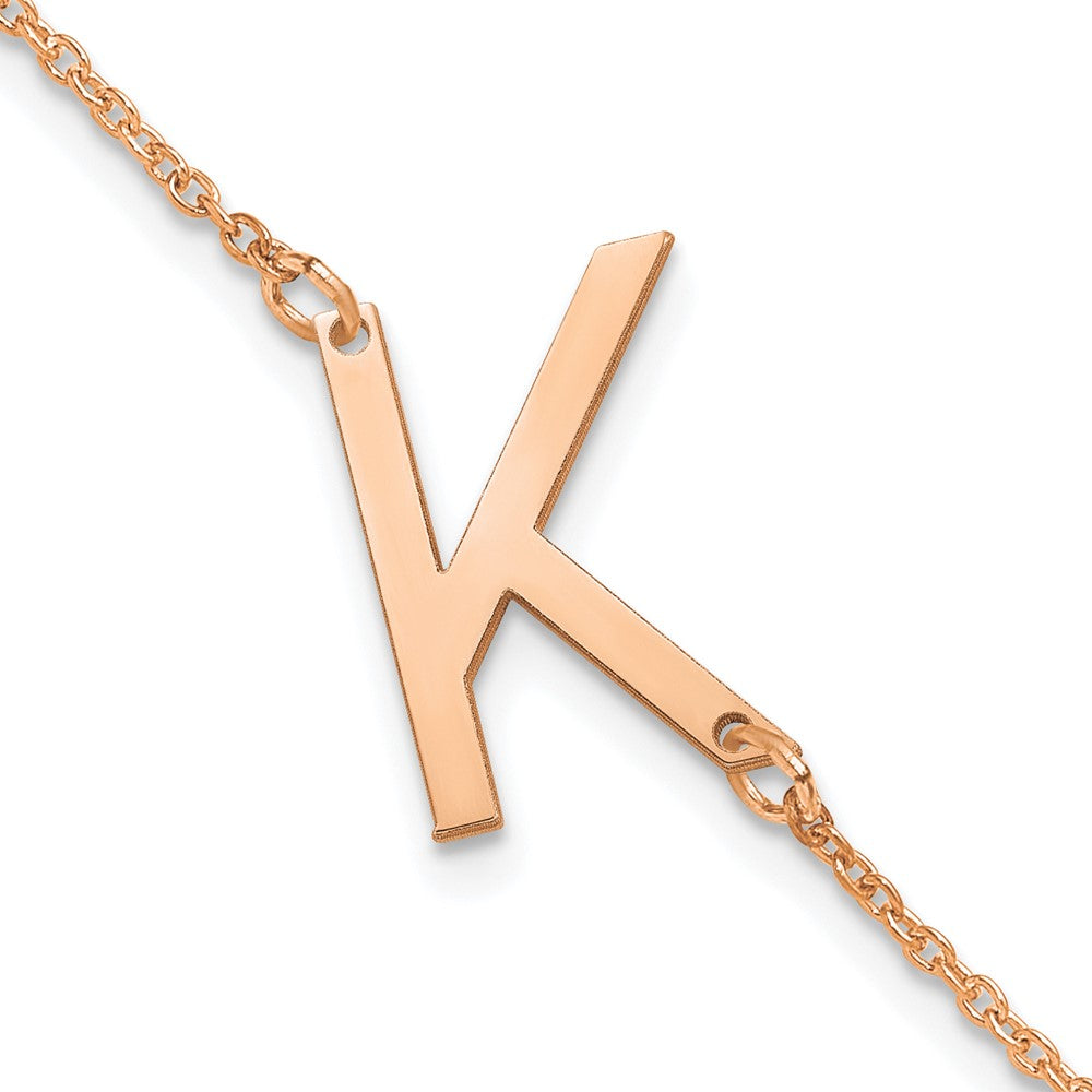 Sterling Silver Rose Gold Plated Polished Small Letter K Bracelet