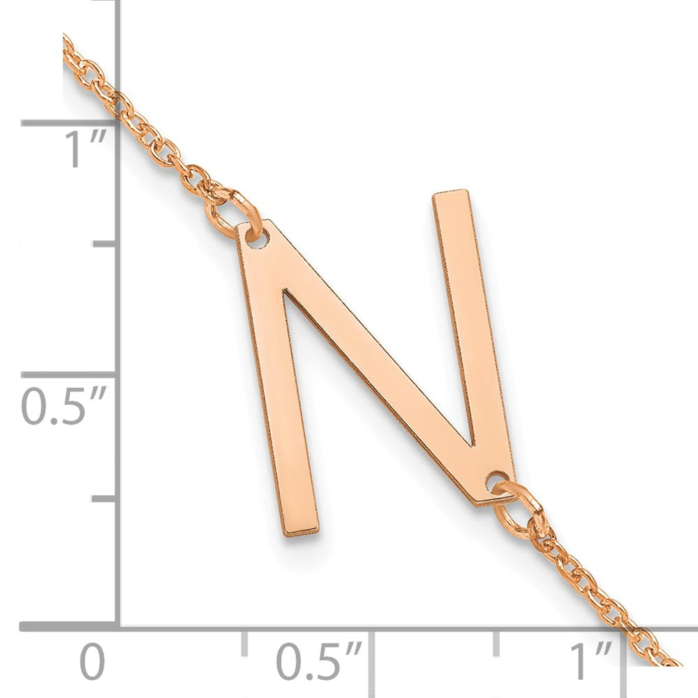 Sterling Silver Rose Gold Plated Polished Small Letter N Bracelet
