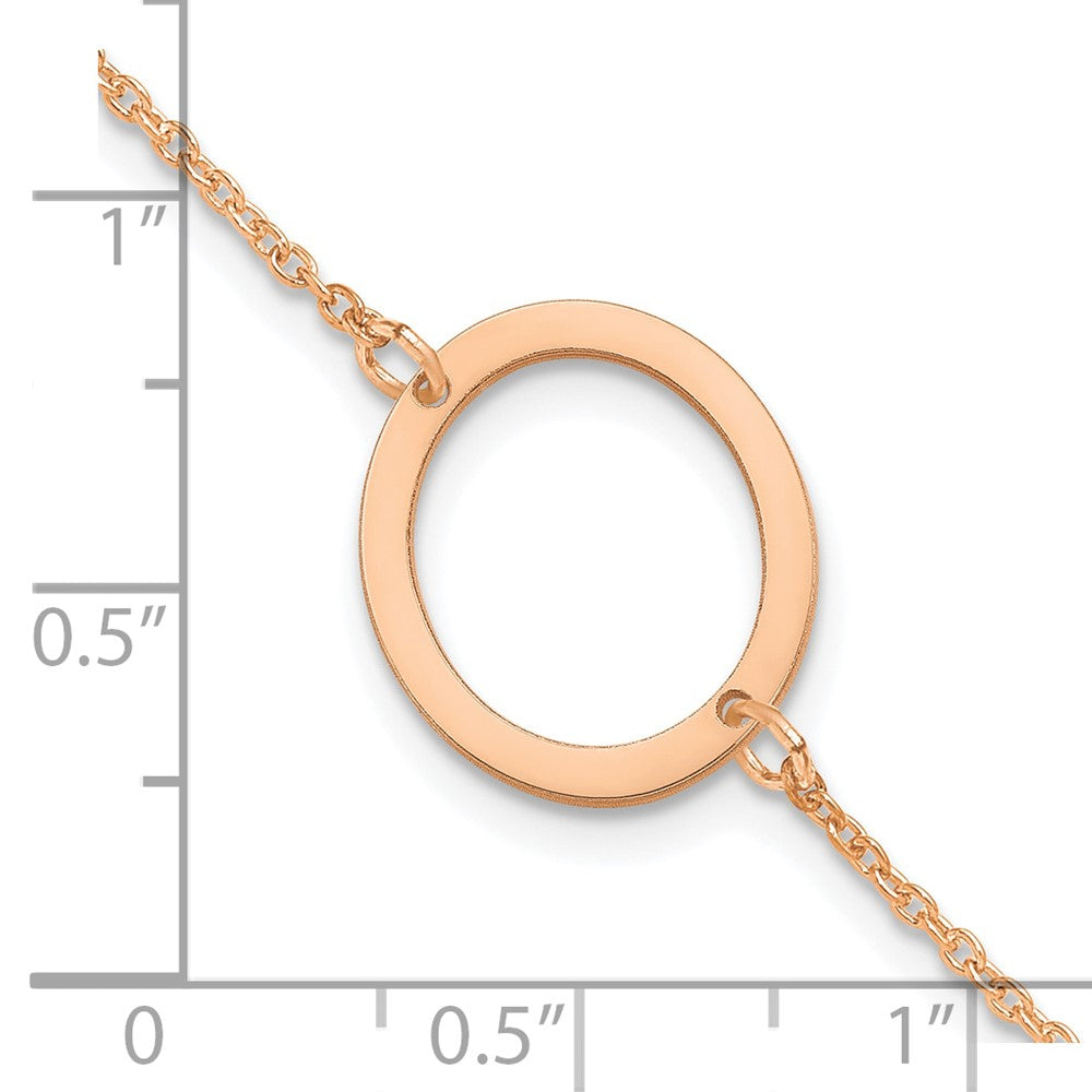 Sterling Silver Rose Gold Plated Polished Small Letter O Bracelet