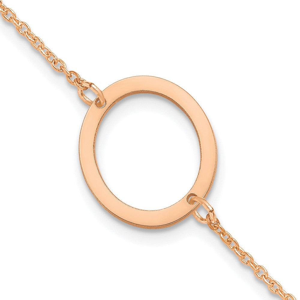 Sterling Silver Rose Gold Plated Polished Small Letter O Bracelet
