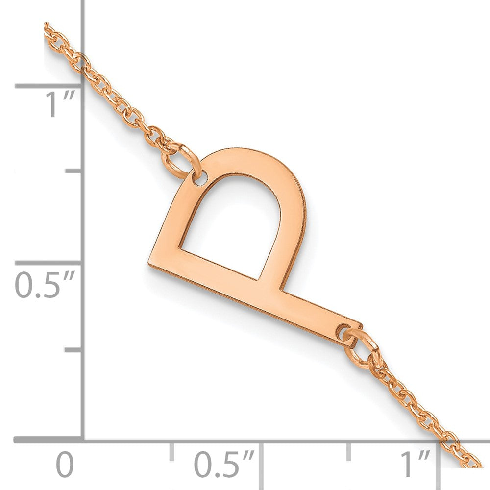 Sterling Silver Rose Gold Plated Polished Small Letter P Bracelet