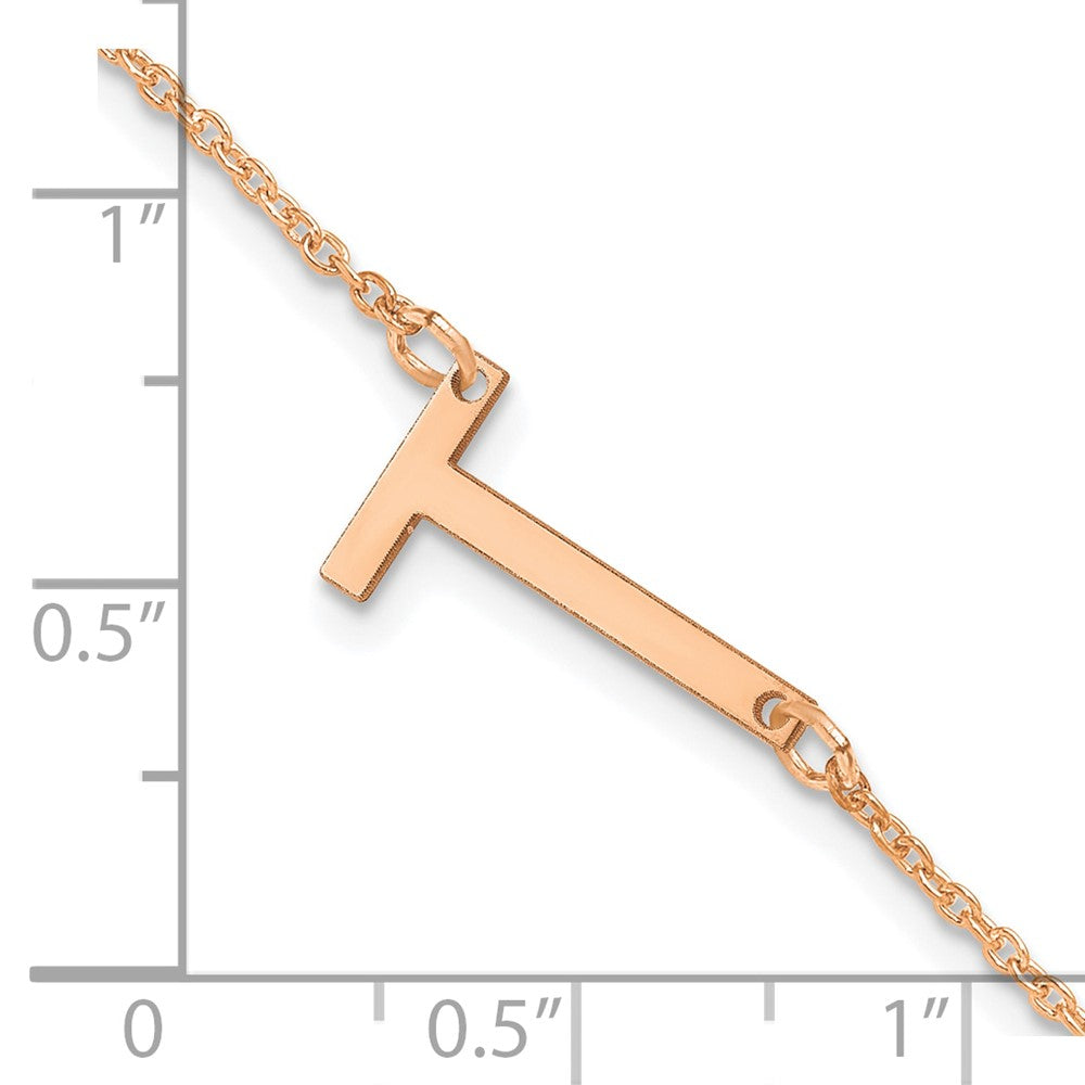 Sterling Silver Rose Gold Plated Polished Small Letter T Bracelet