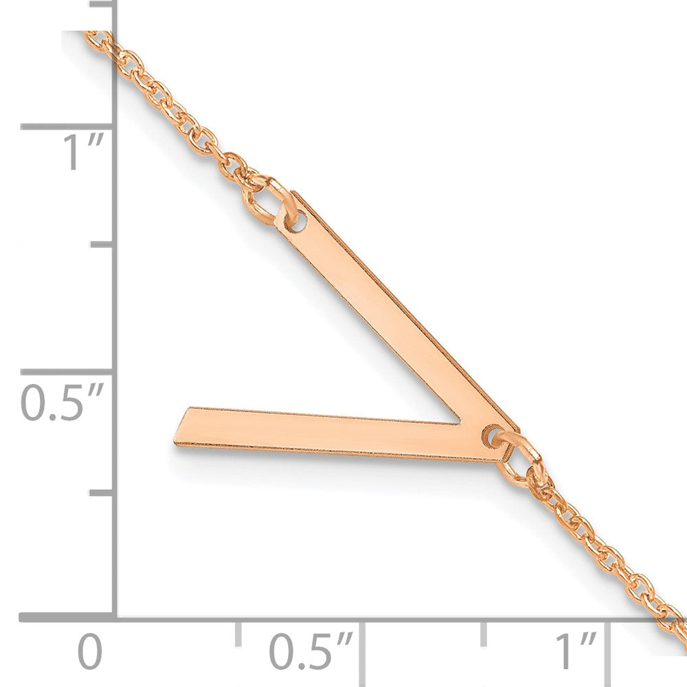 Sterling Silver Rose Gold Plated Polished Small Letter V Bracelet