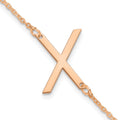 Sterling Silver Rose Gold Plated Polished Small Letter X Bracelet