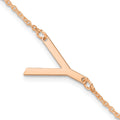 Sterling Silver Rose Gold Plated Polished Small Letter Y Bracelet