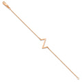 Sterling Silver Rose Gold Plated Polished Small Letter Z Bracelet