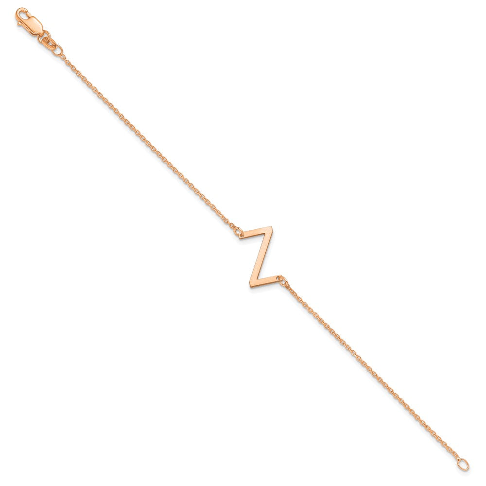 Sterling Silver Rose Gold Plated Polished Small Letter Z Bracelet