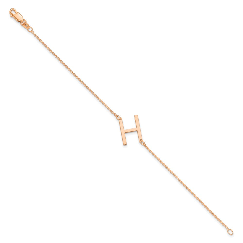 14K Rose Gold Polished Small Letter H Bracelet