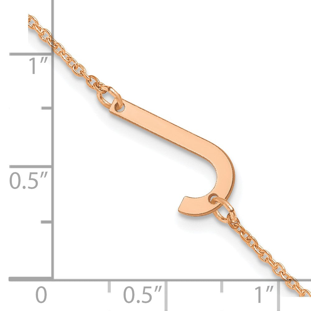 14K Rose Gold Polished Small Letter J Bracelet