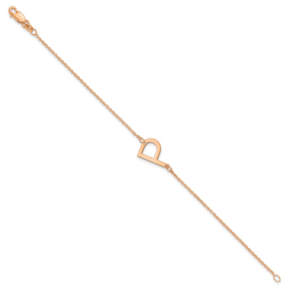 14K Rose Gold Polished Small Letter P Bracelet