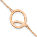 14K Rose Gold Polished Small Letter Q Bracelet