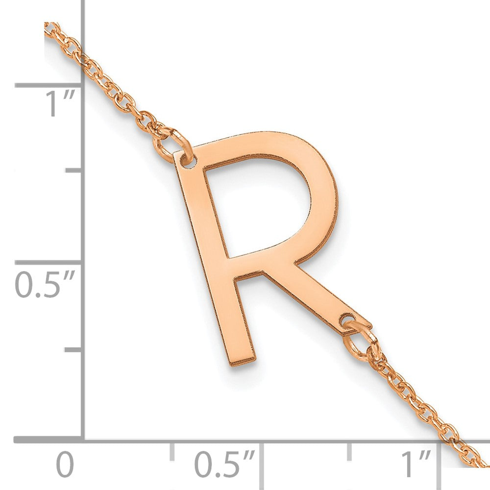 14K Rose Gold Polished Small Letter R Bracelet