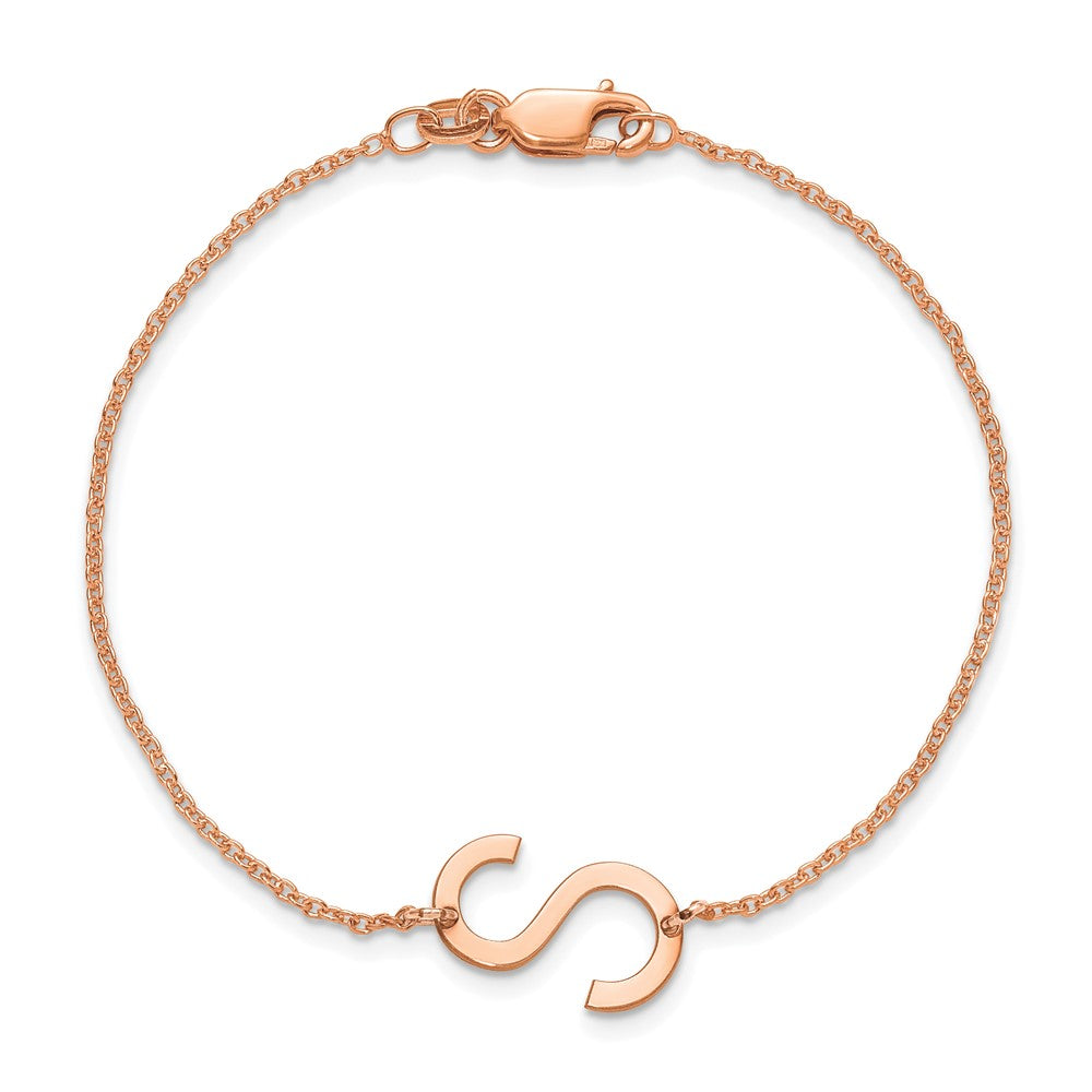 14k Rose Gold Small Initial S Bracelet